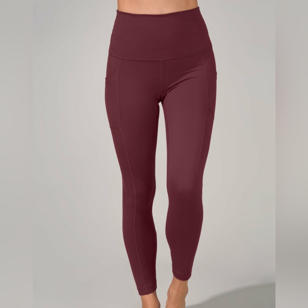NWT Yogalicious Lux Elastic Free High Waist Side Pocket 7/8 Ankle Legging Small